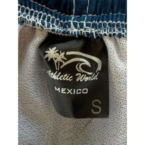 Mens Swim Trunks Size Small Blue Athletic World Drawstring Lined Pockets 1387 - Picture 7 of 7